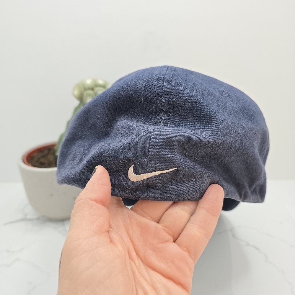 Nike | 90s navy canvas black logo sporty fitted baseball hat | MENS M - Picture 5 of 8